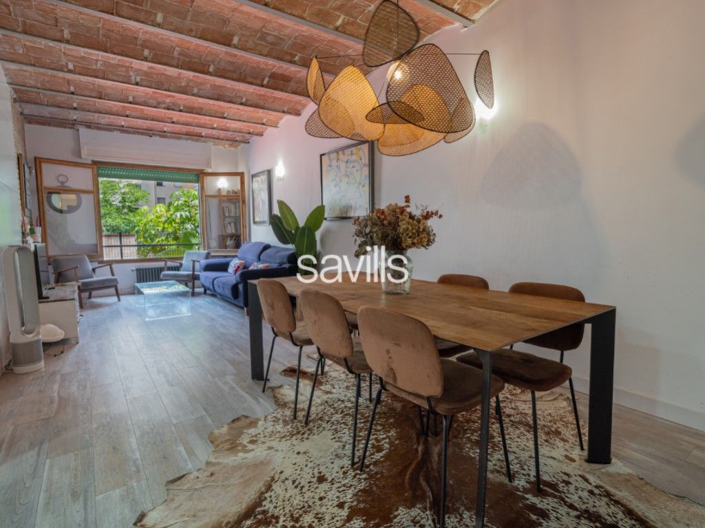 Sala d'estar de Apartament en venda en  Barcelona Capital amb Terrassa, Moblat i Forn