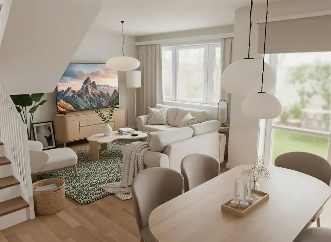Wohnzimmer von Einfamilien-Reihenhaus zum Verkauf in Mascaraque mit Klimaanlage, Heizung und Terrasse
