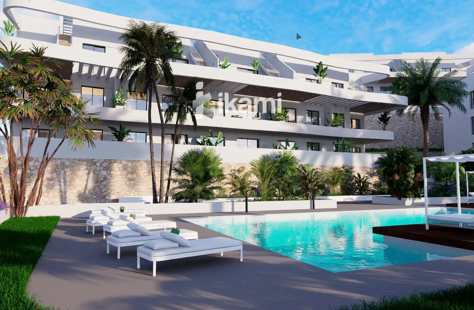 Außenansicht von Wohnung zum Verkauf in Finestrat mit Klimaanlage, Terrasse und Schwimmbad