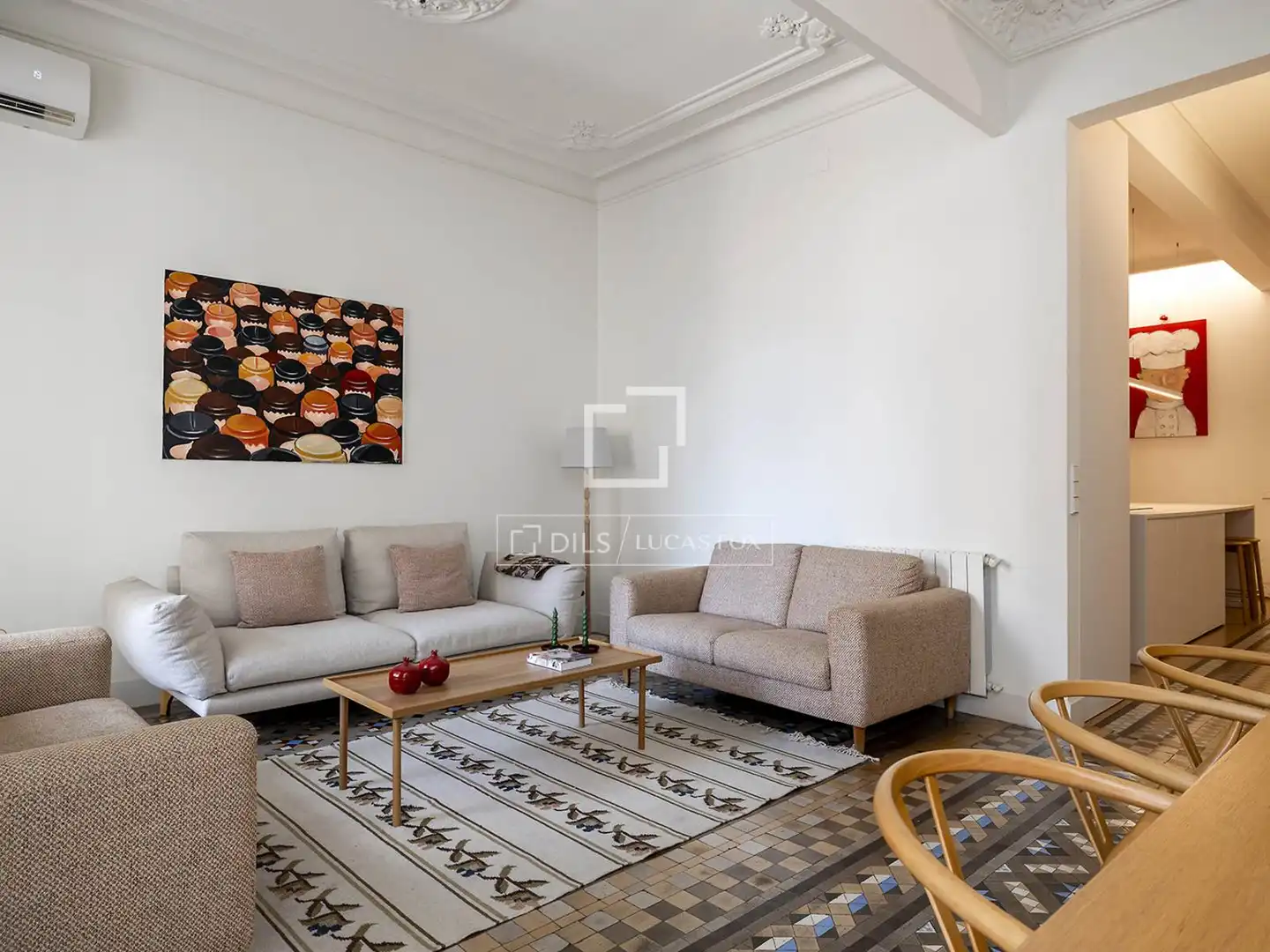 Sala de estar de Piso de alquiler en Barcelona con Aire acondicionado, Calefacción y Amueblado