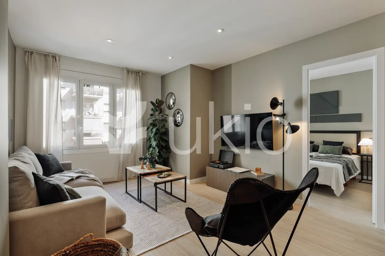 Sala de estar de Apartamento de alquiler en Barcelona con Aire acondicionado, Calefacción y Amueblado
