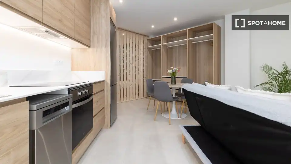 Cocina de Estudio para compartir en Valencia con Aire acondicionado, Terraza y Amueblado