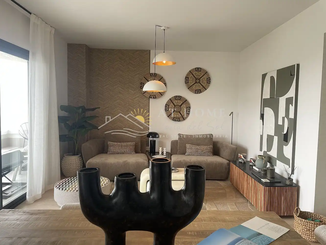 Wohnzimmer von Wohnungen zum Verkauf in Rincón de la Victoria mit Terrasse, Schwimmbad und Ofen
