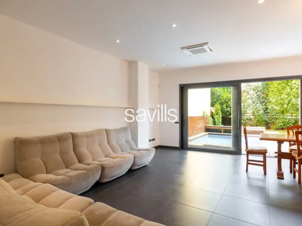 Wohnzimmer von Haus oder Chalet zur Miete in Barcelona mit Privatgarten und Schwimmbad