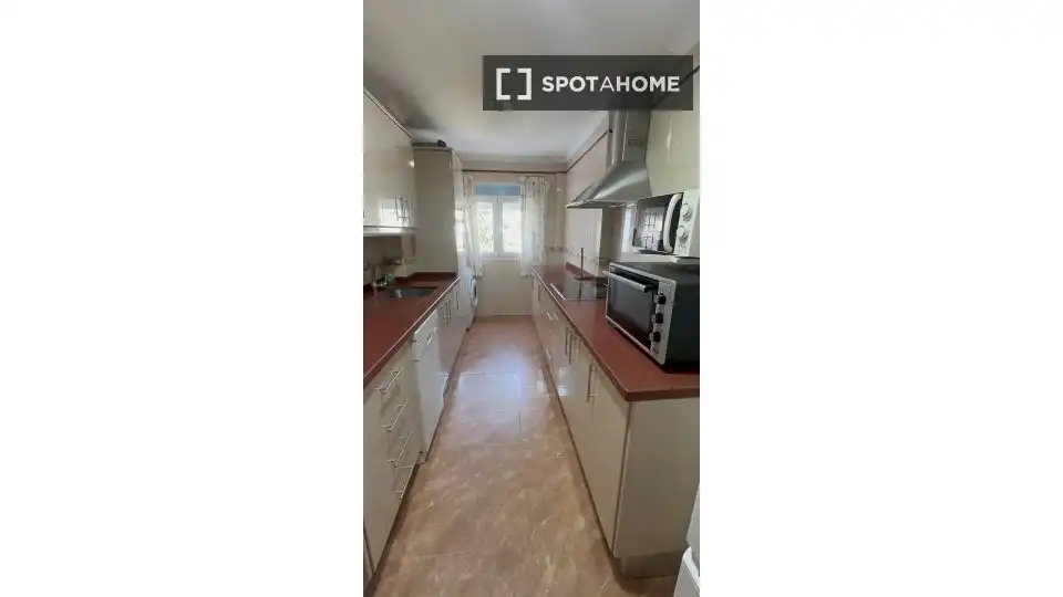 Kitchen of Apartments for share in Rota  with Air Conditioner, Terrace and Furnished