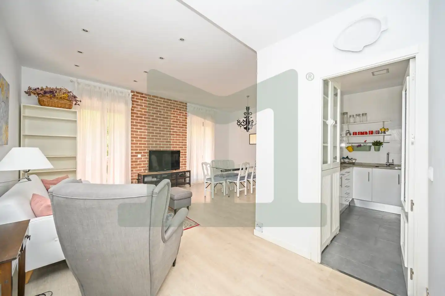Wohnzimmer von Wohnung zur Miete in Madrid mit Klimaanlage, Heizung und Terrasse