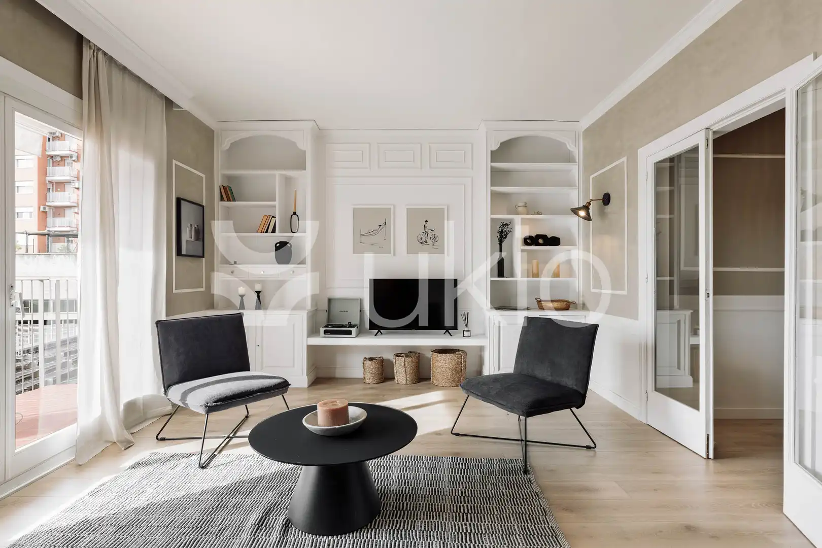Sala de estar de Apartamento de alquiler en Barcelona con Aire acondicionado, Calefacción y Terraza