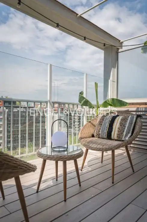 Terrasse von Dachboden zum Verkauf in Barcelona mit Klimaanlage, Heizung und Parkett