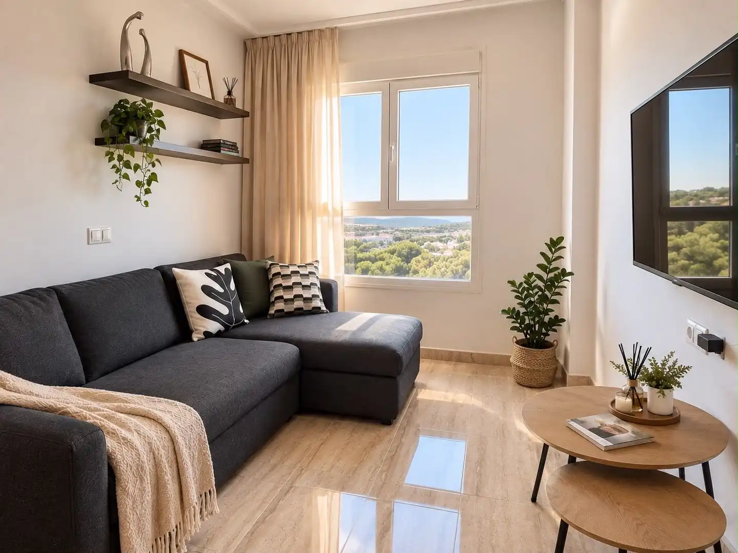 Sala d'estar de Àtic en venda en Benidorm amb Aire condicionat, Terrassa i Moblat