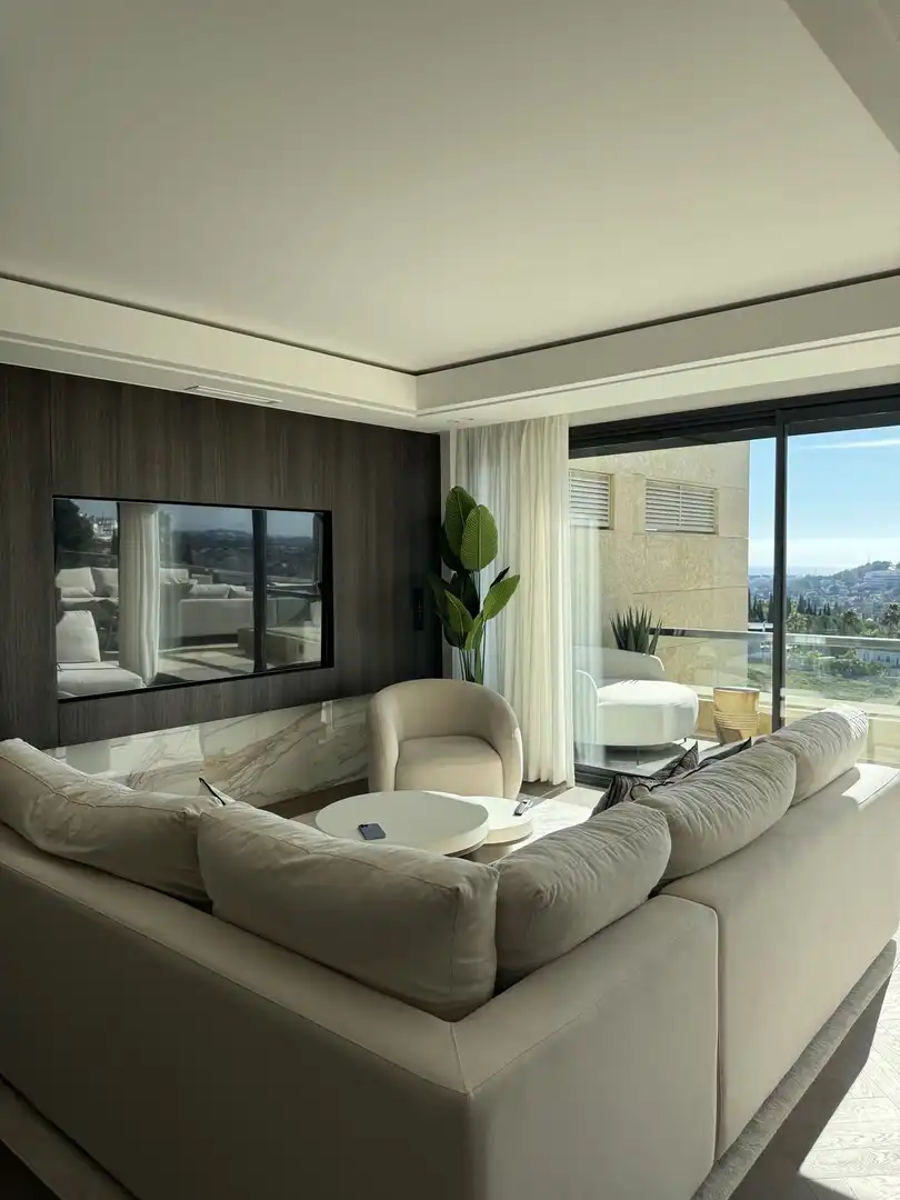 Sala de estar de Ático de alquiler en Marbella con Aire acondicionado, Terraza y Amueblado