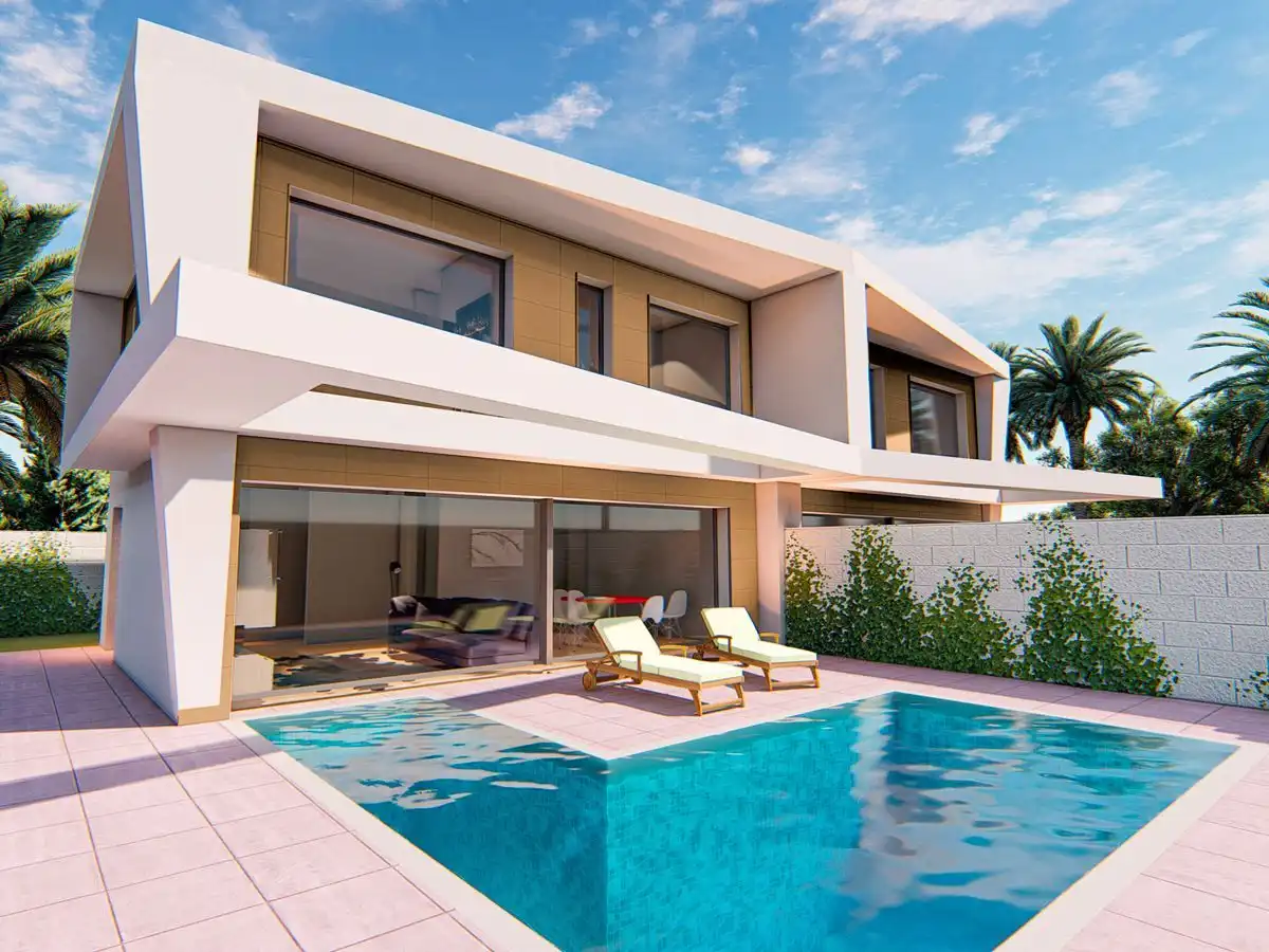 Swimming pool of Detached homes for sale in Santa Pola  with Air Conditioner, Private garden and Terrace