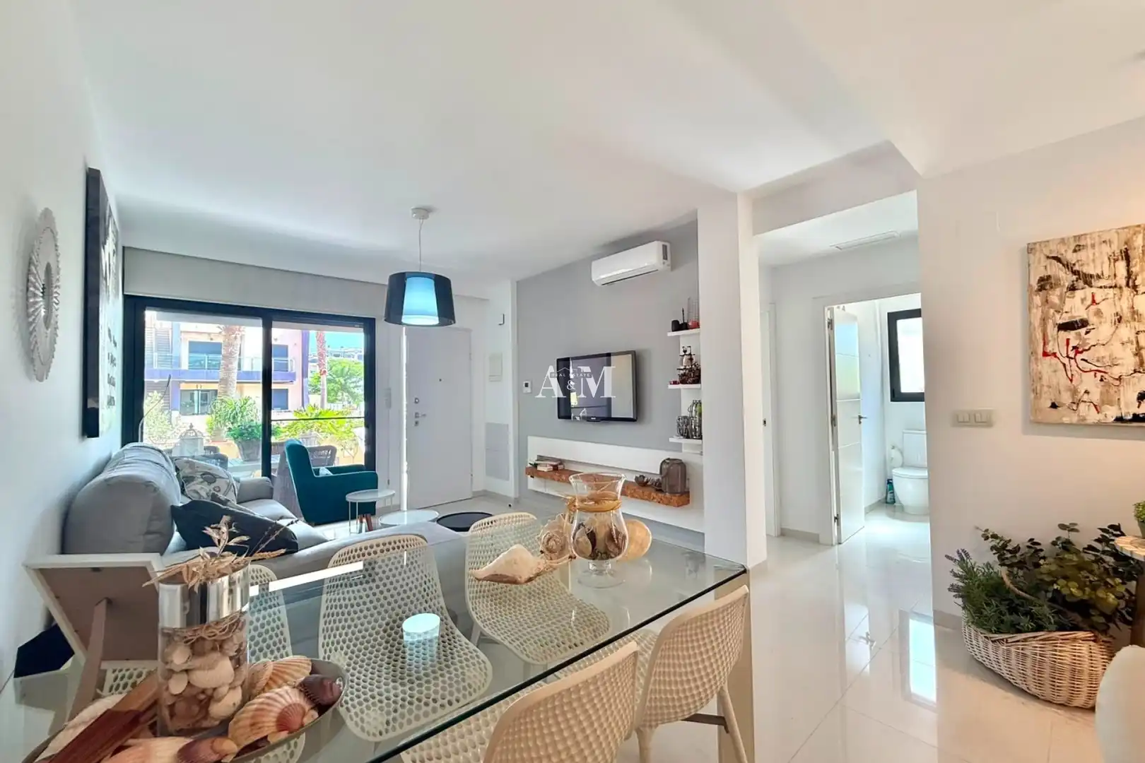 Living room of Flat for rent in Pilar de la Horadada  with Heating, Private garden and Terrace