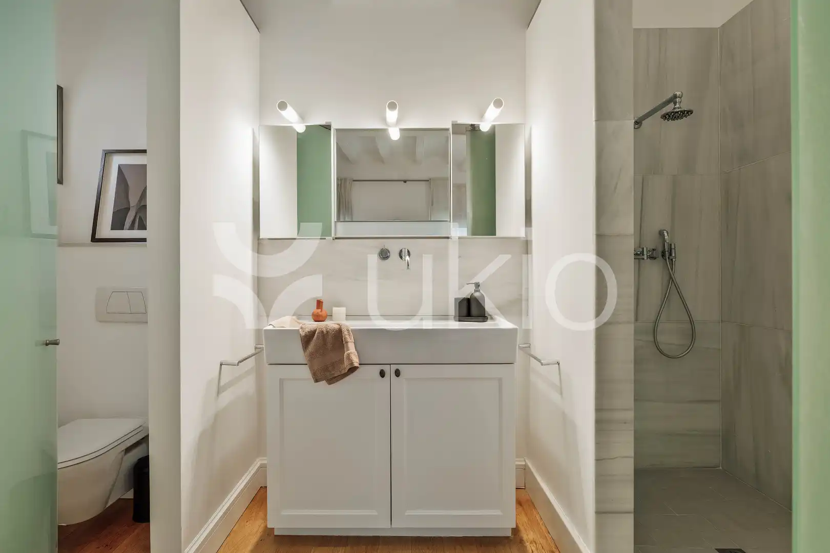 Bany de Apartament de lloguer en Barcelona amb Aire condicionat, Calefacció i Moblat