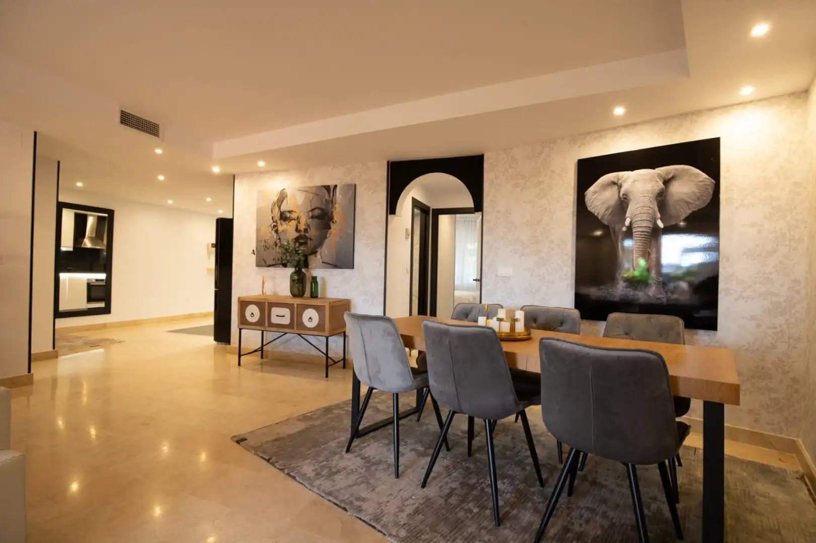 Esszimmer von Wohnungen zur Miete in Marbella mit Klimaanlage, Heizung und Terrasse