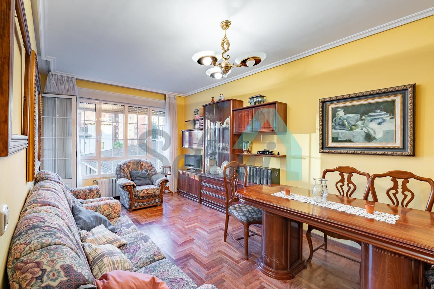 Living room of Flat for sale in Avilés  with Heating, Parquet flooring and Terrace