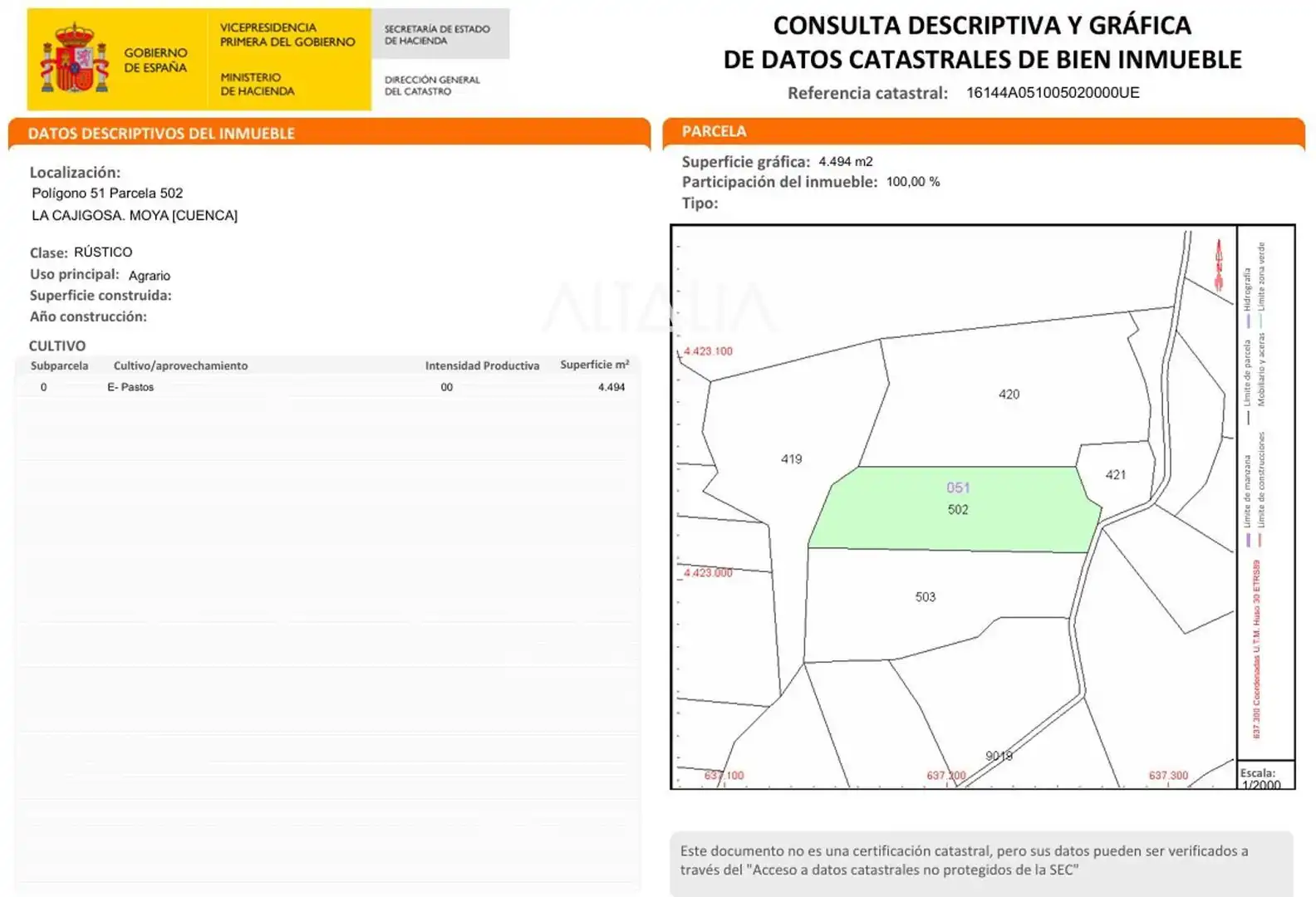 Terreno en venta en Moya (Cuenca)