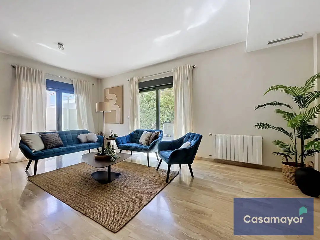 Sala d'estar de Casa o xalet en venda en Alicante / Alacant amb Aire condicionat, Calefacció i Jardí privat
