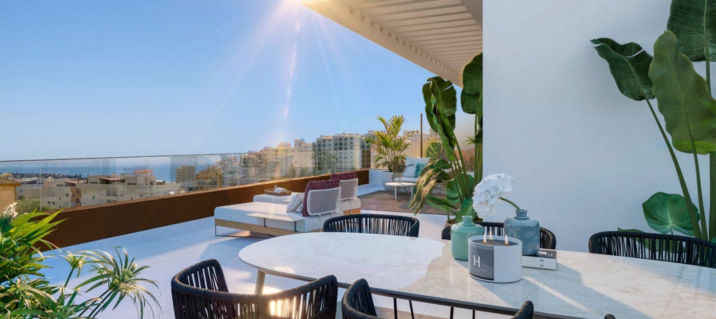 Terraza de Apartamento en venta en Estepona con Aire acondicionado, Calefacción y Jardín privado