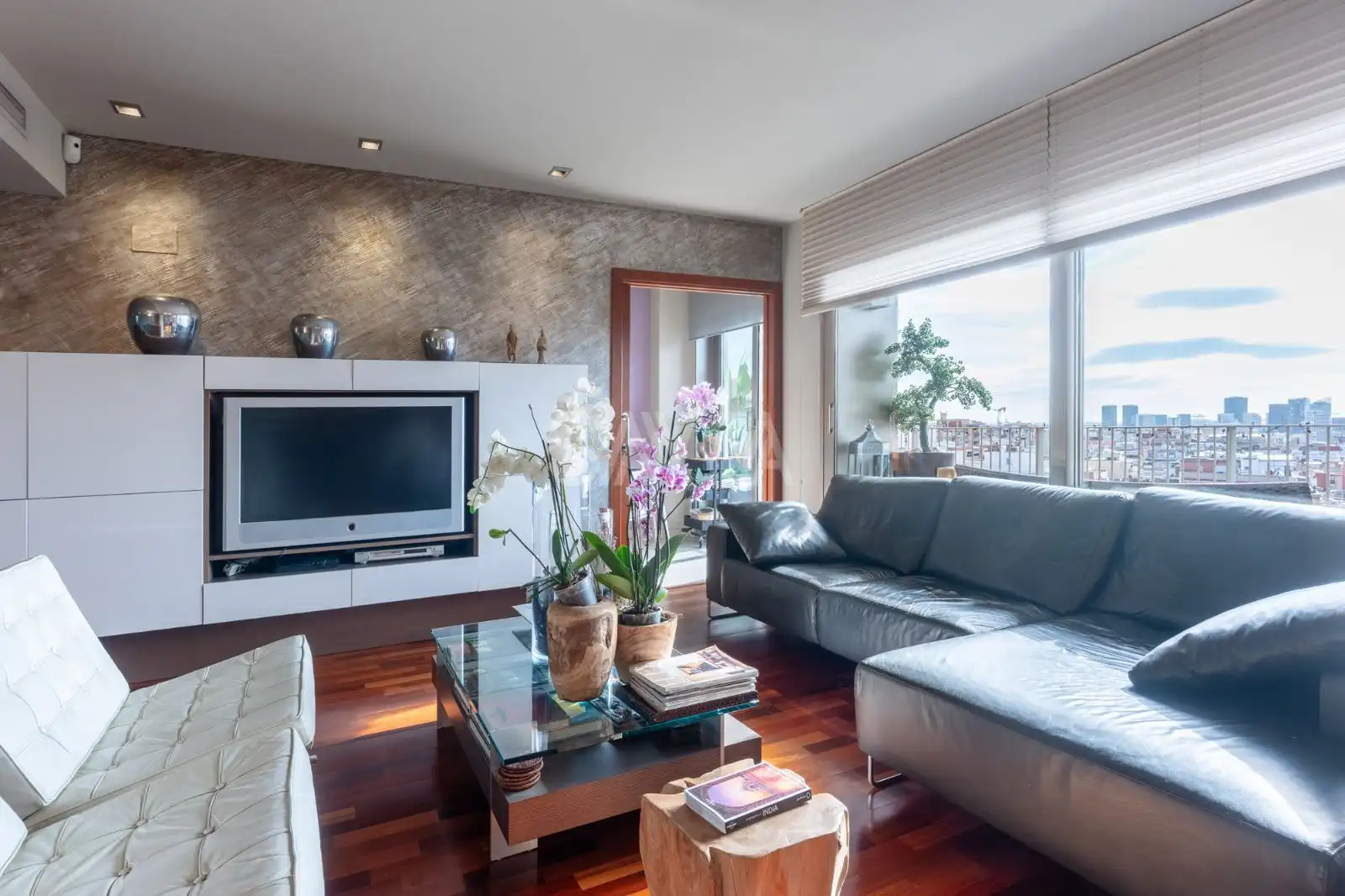 Sala de estar de Ático en venta en L'Hospitalet de Llobregat con Aire acondicionado, Calefacción y Parquet