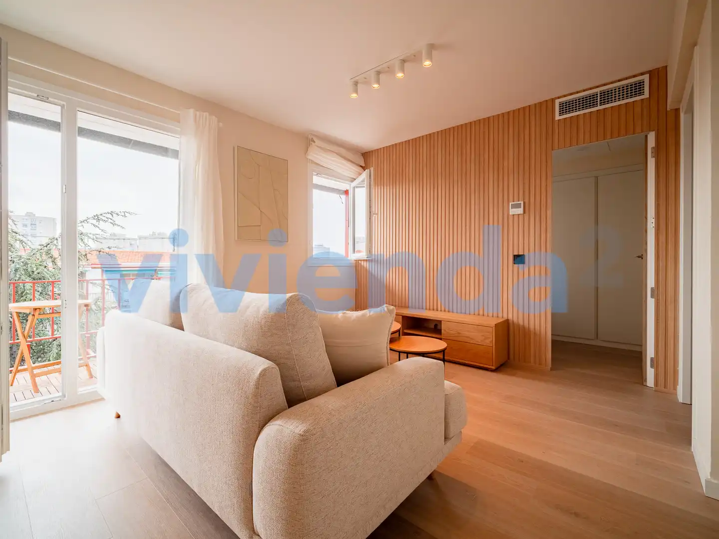 Wohnzimmer von Wohnung zur Miete in Madrid mit Klimaanlage, Heizung und Terrasse