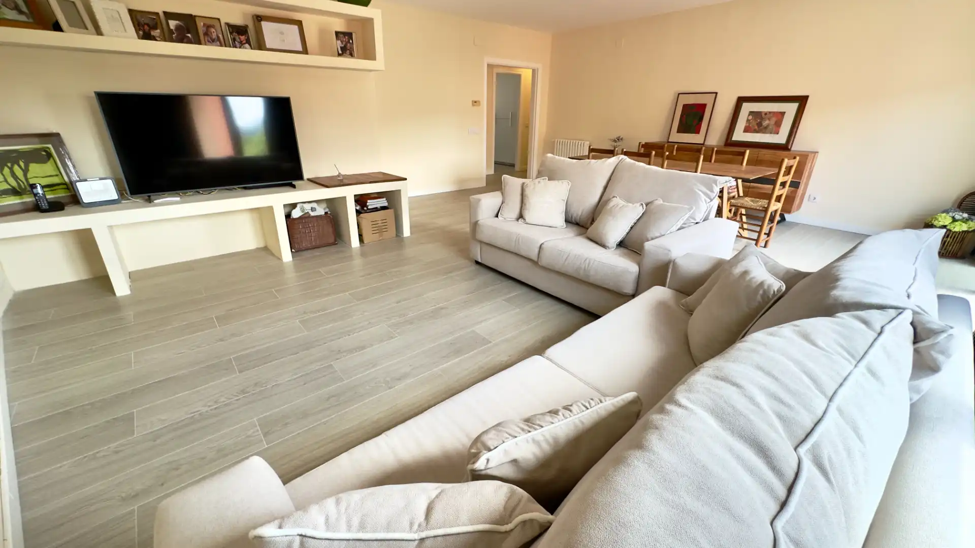 Wohnzimmer von Wohnung zum Verkauf in Sant Feliu de Guíxols mit Heizung, Parkett und Ofen