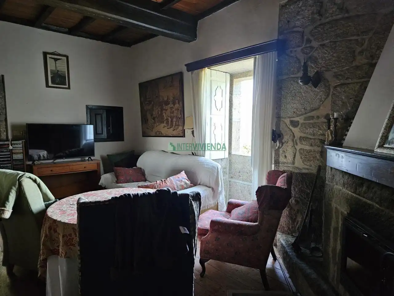Sala de estar de Finca rústica en venta en A Cañiza   con Calefacción, Jardín privado y Terraza