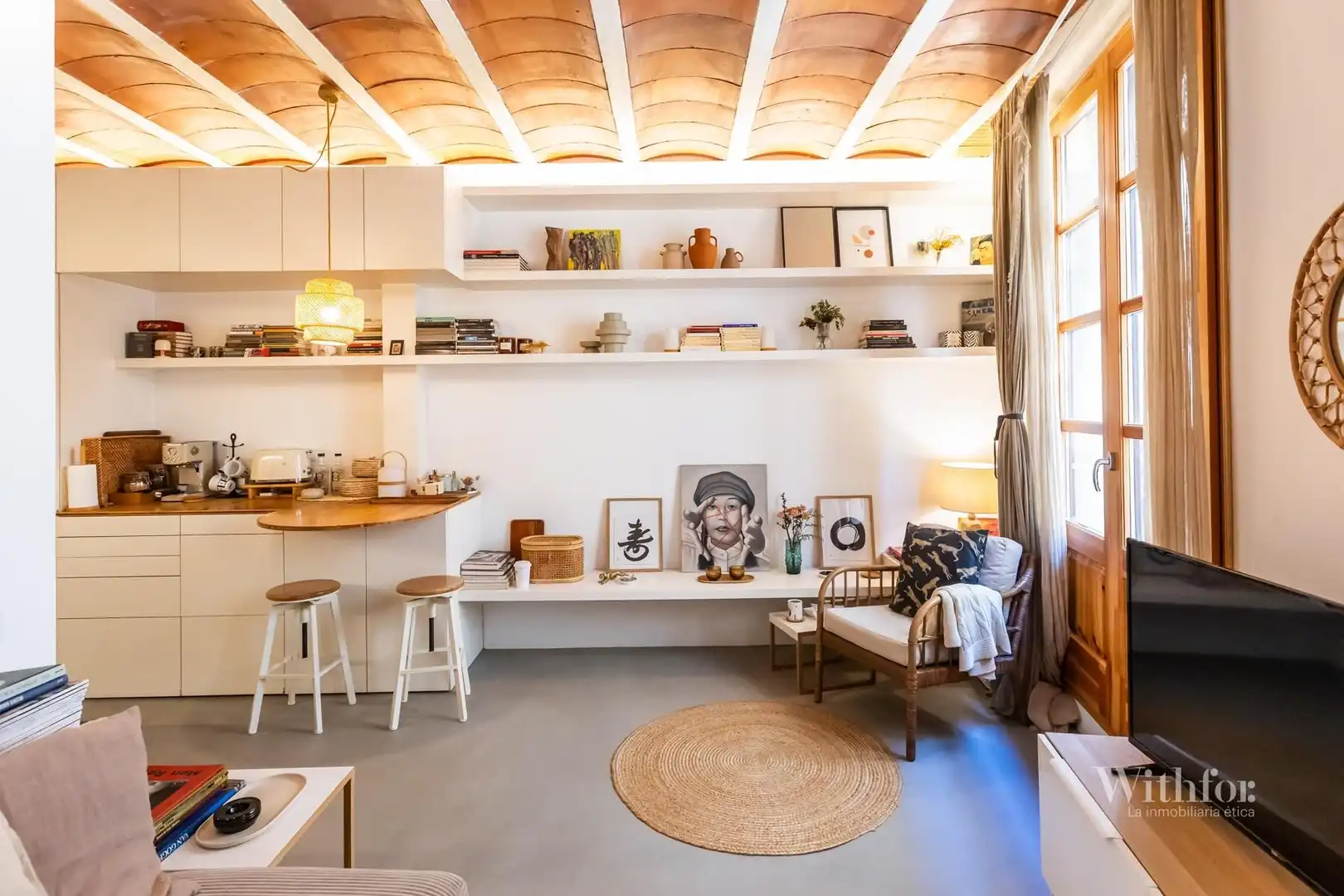 Sala de estar de Piso en venta en Barcelona con Aire acondicionado, Calefacción y Amueblado