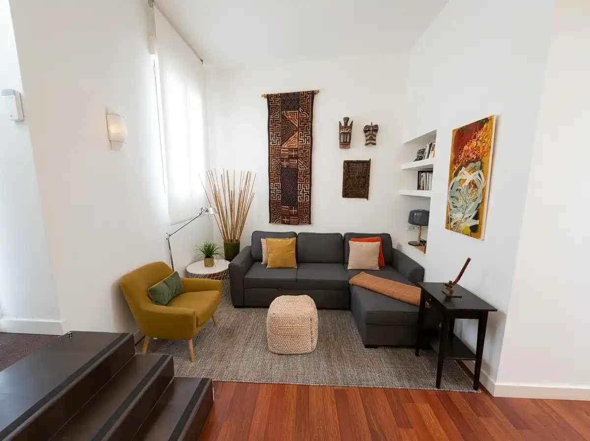 Sala d'estar de Apartament en venda en Madrid amb Aire condicionat i Moblat