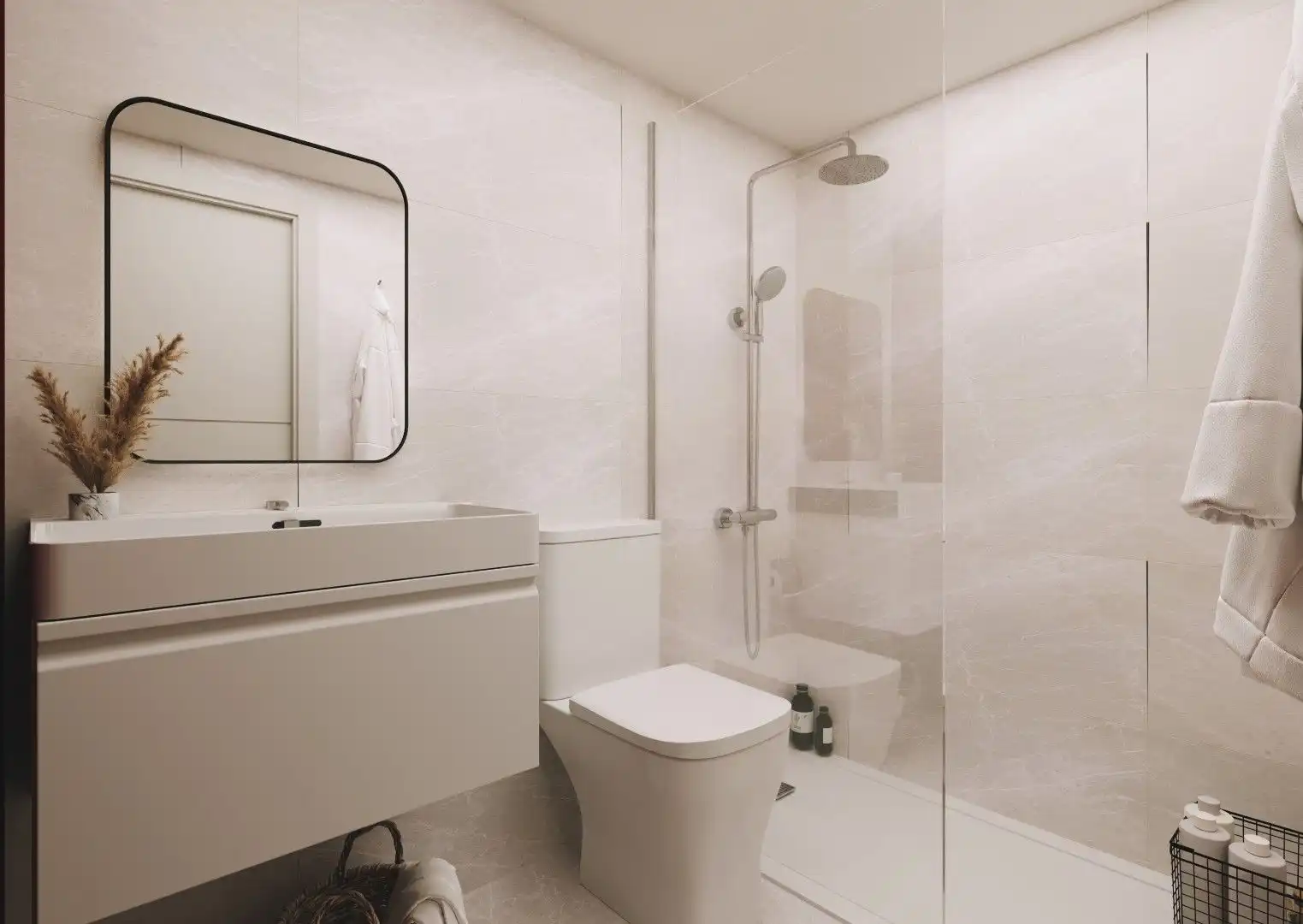 Badezimmer von Wohnungen zum Verkauf in Cartagena mit Klimaanlage, Heizung und Privatgarten
