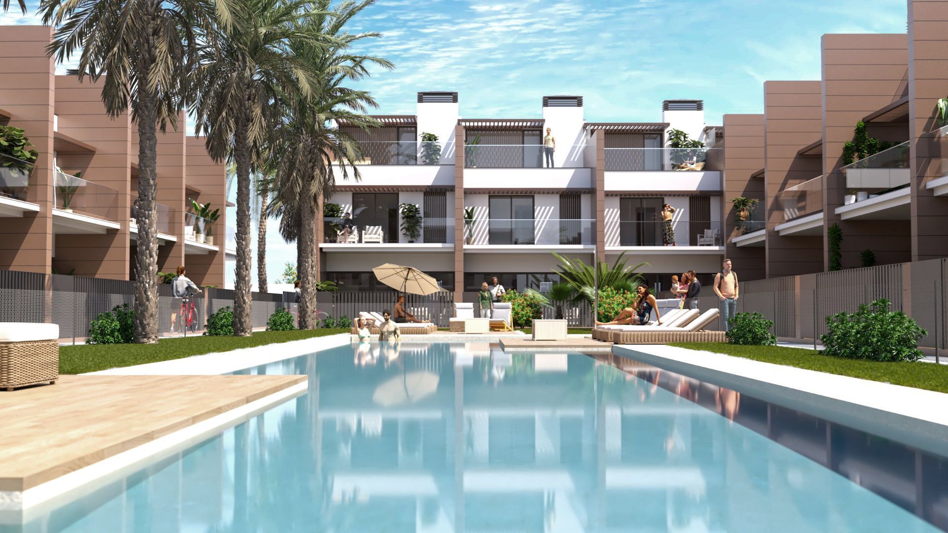 Piscina de Casa adosada en venda en Conil de la Frontera amb Aire condicionat, Calefacció i Jardí privat
