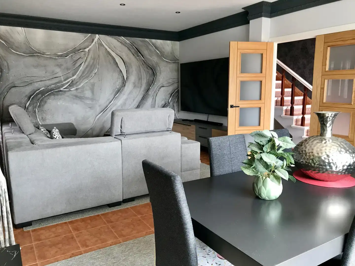 Sala de estar de Casa o chalet en venta en Ribeira con Calefacción, Piscina y Amueblado