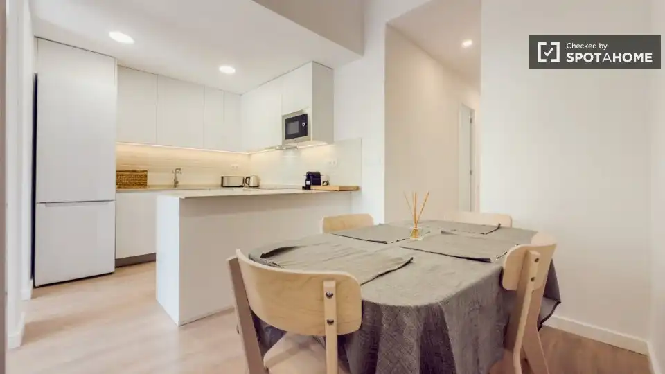 Cuina de Apartament per a compartir en Barcelona amb Aire condicionat, Calefacció i Terrassa
