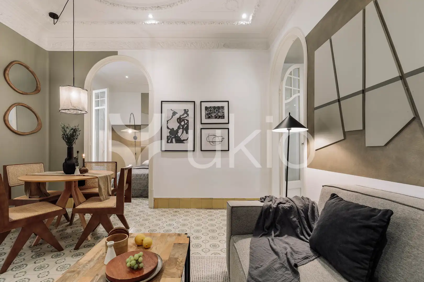 Sala de estar de Apartamento de alquiler en Barcelona con Aire acondicionado, Calefacción y Amueblado