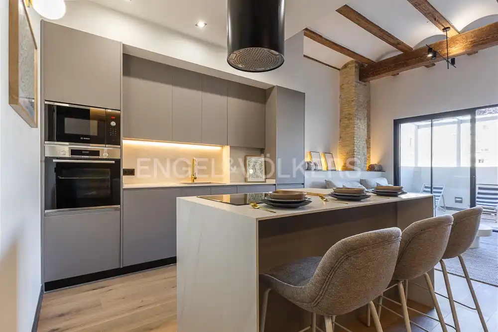 Kitchen of Flat for rent in Valencia  with Air Conditioner, Heating and Terrace