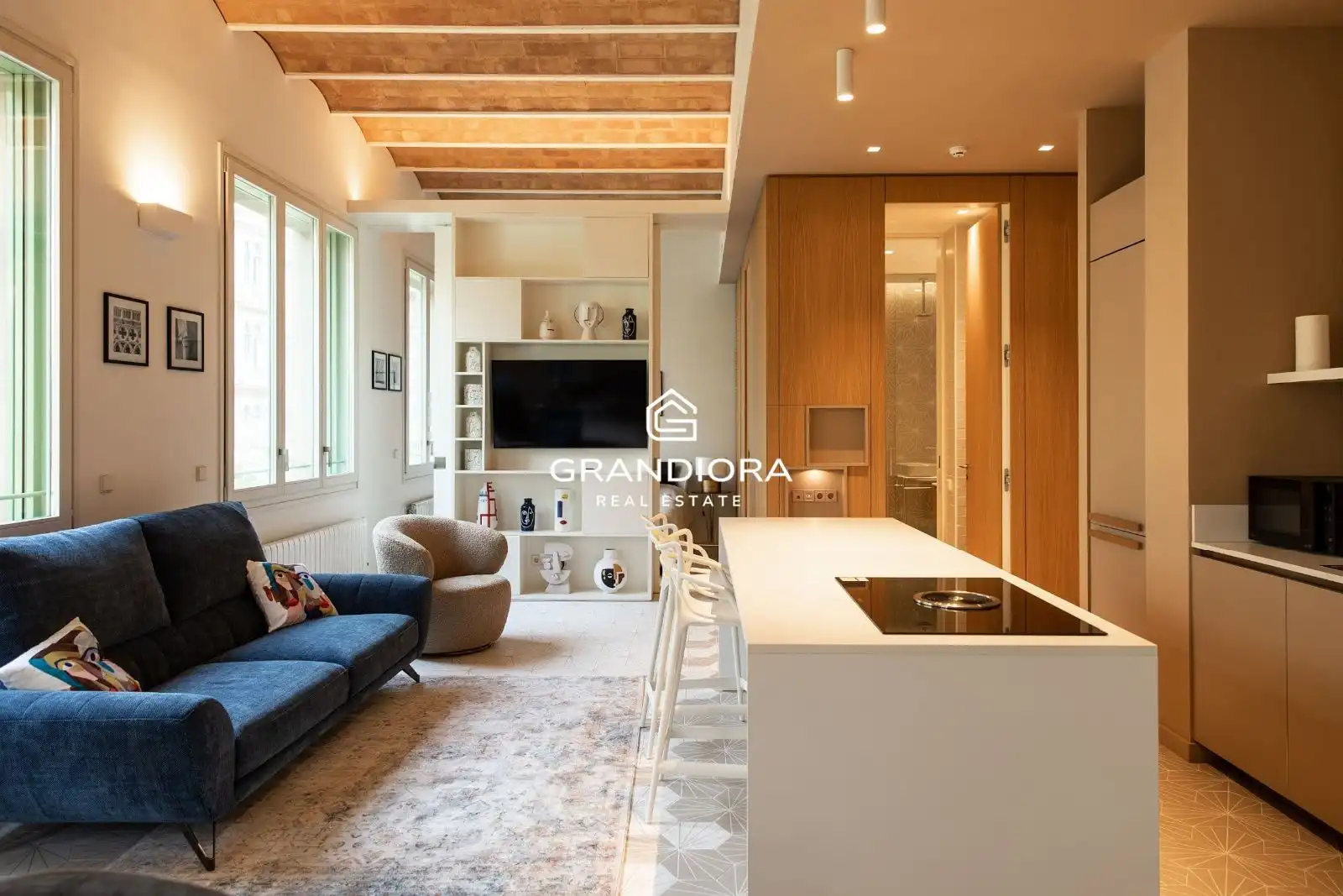 Sala d'estar de Pis de lloguer en Barcelona amb Aire condicionat