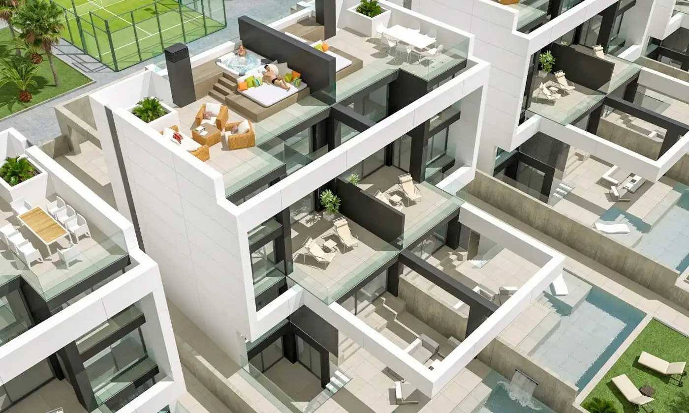 Terrasse von Einfamilien-Reihenhaus zum Verkauf in El Campello mit Privatgarten, Terrasse und Abstellraum