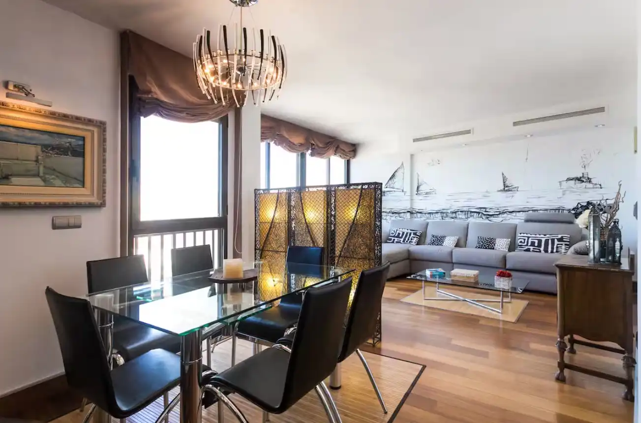 Sala de estar de Apartamento de alquiler en Alicante / Alacant con Aire acondicionado, Calefacción y Parquet