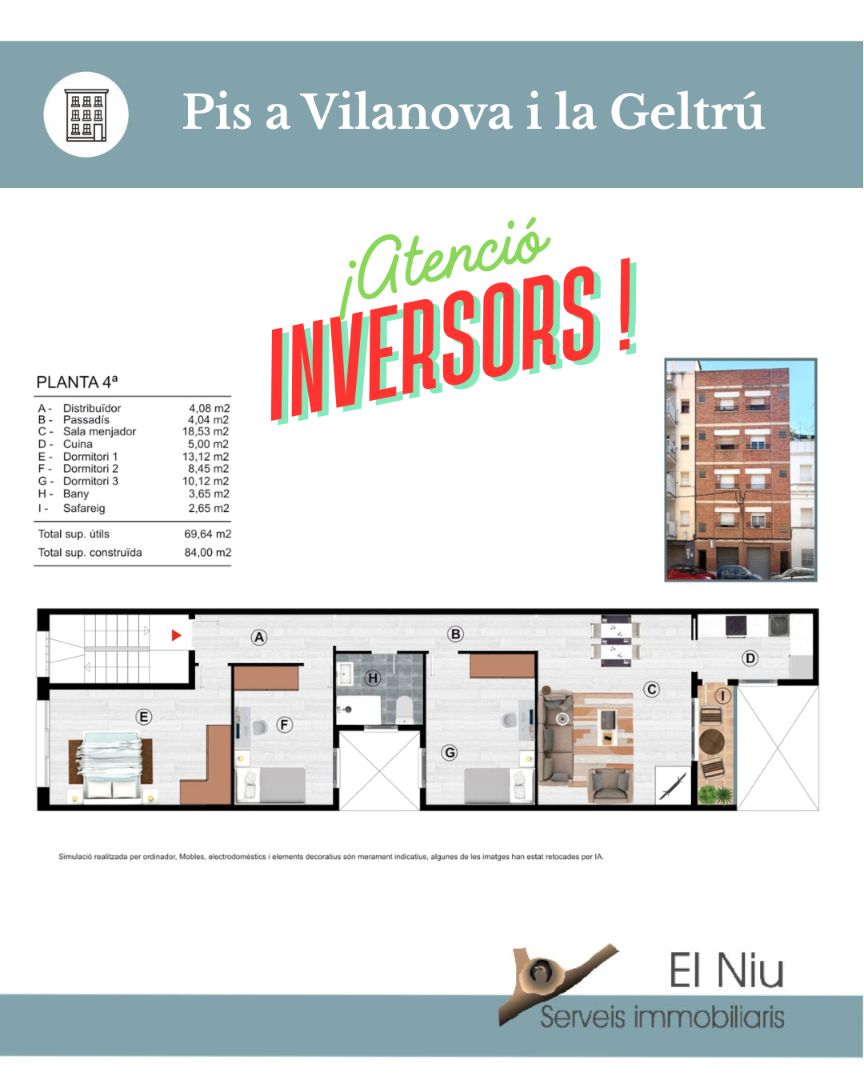 Bedroom of Flat for sale in Vilanova i la Geltrú  with Balcony