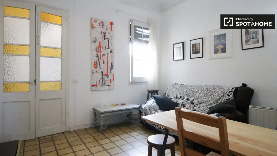 Sala d'estar de Pis per a compartir en Barcelona amb Aire condicionat, Calefacció i Terrassa