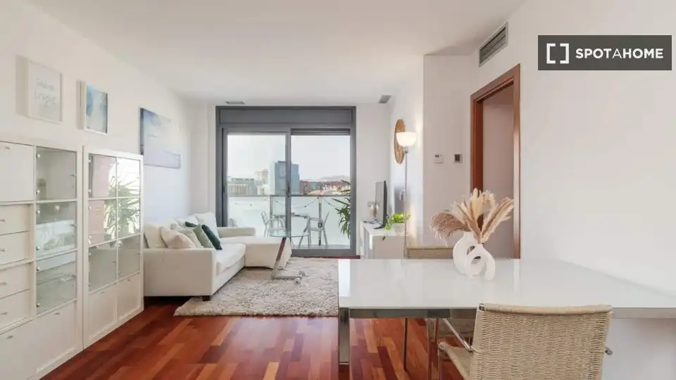Sala de estar de Piso de alquiler en Barcelona con Aire acondicionado, Calefacción y Amueblado