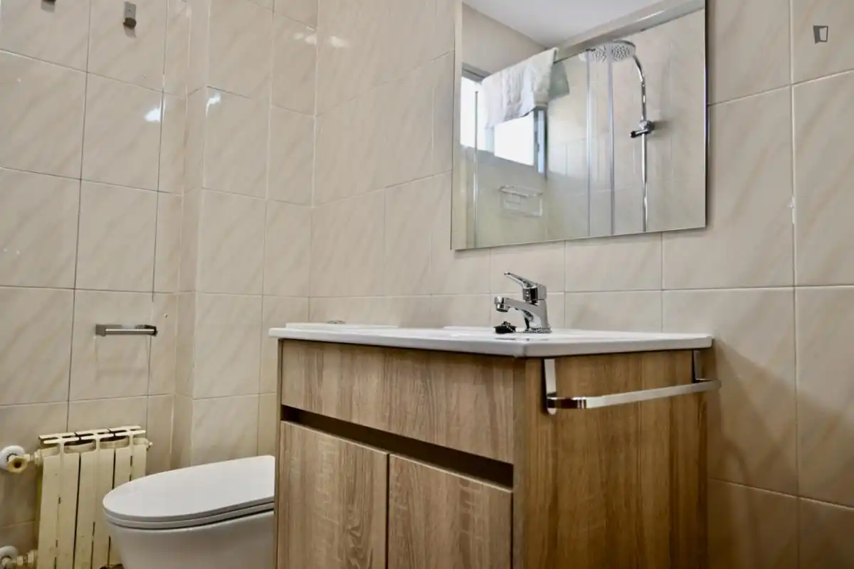 Bany de Apartament de lloguer en Madrid amb Aire condicionat, Calefacció i Moblat