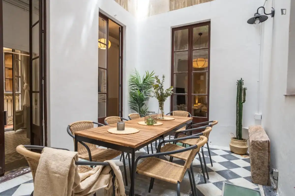 Terrassa de Apartament per a compartir en Barcelona amb Aire condicionat, Calefacció i Moblat