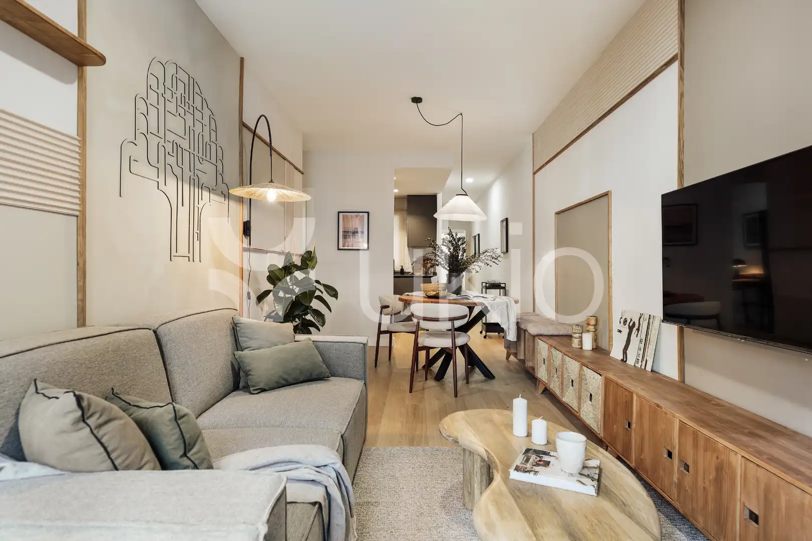 Sala de estar de Apartamento de alquiler en Barcelona con Aire acondicionado, Calefacción y Amueblado