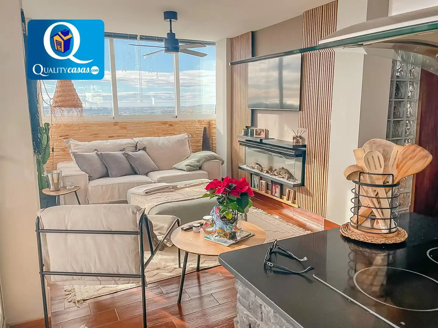 Wohnzimmer von Dachboden zur Miete in Mutxamel mit Klimaanlage, Terrasse und Gemeinschaftspool