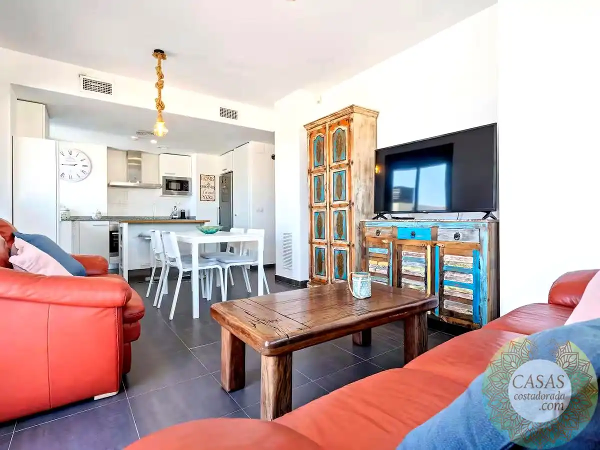 Sala d'estar de Pis en venda en L'Ametlla de Mar  amb Aire condicionat, Terrassa i Moblat