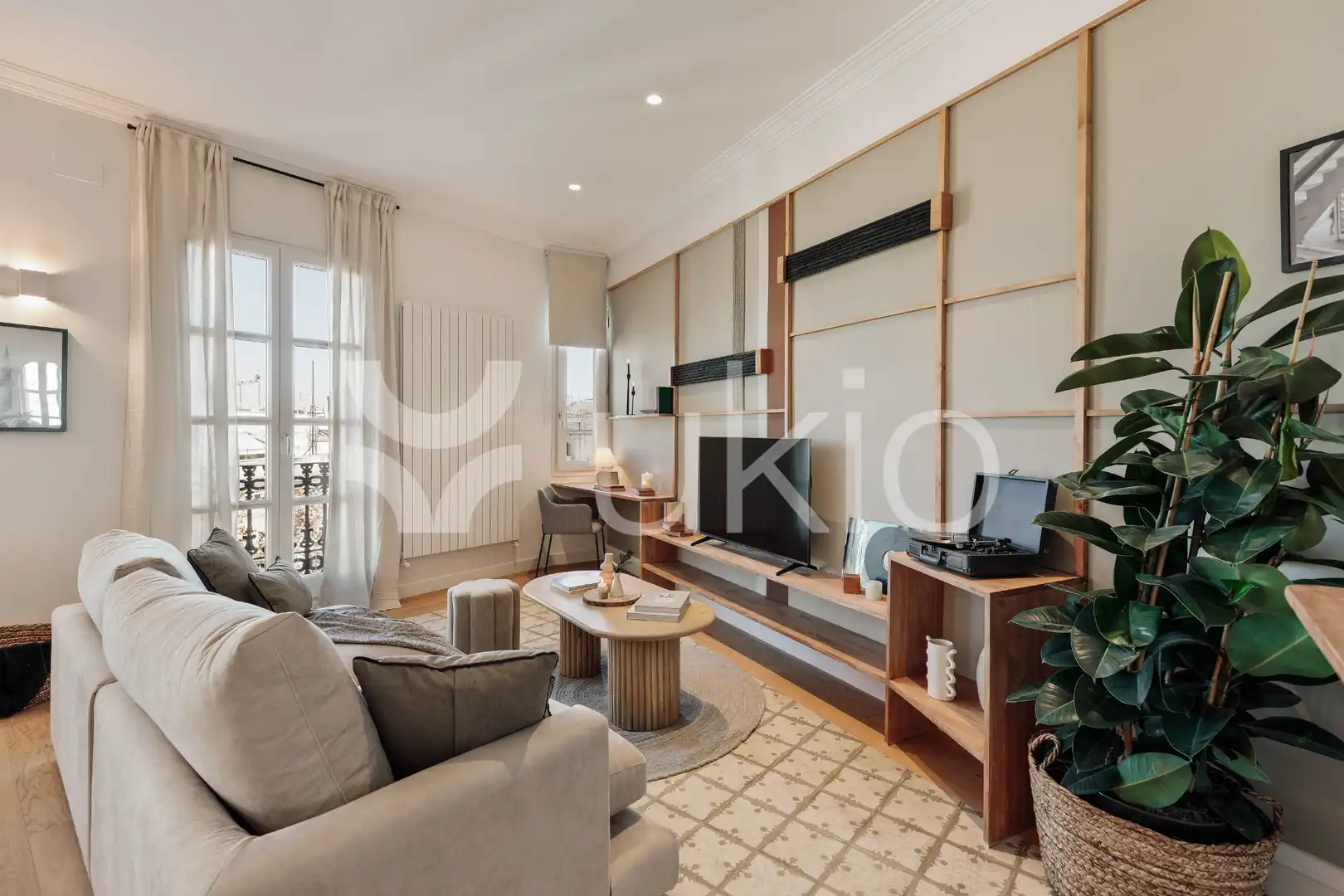 Sala de estar de Apartamento de alquiler en Barcelona con Aire acondicionado, Calefacción y Amueblado