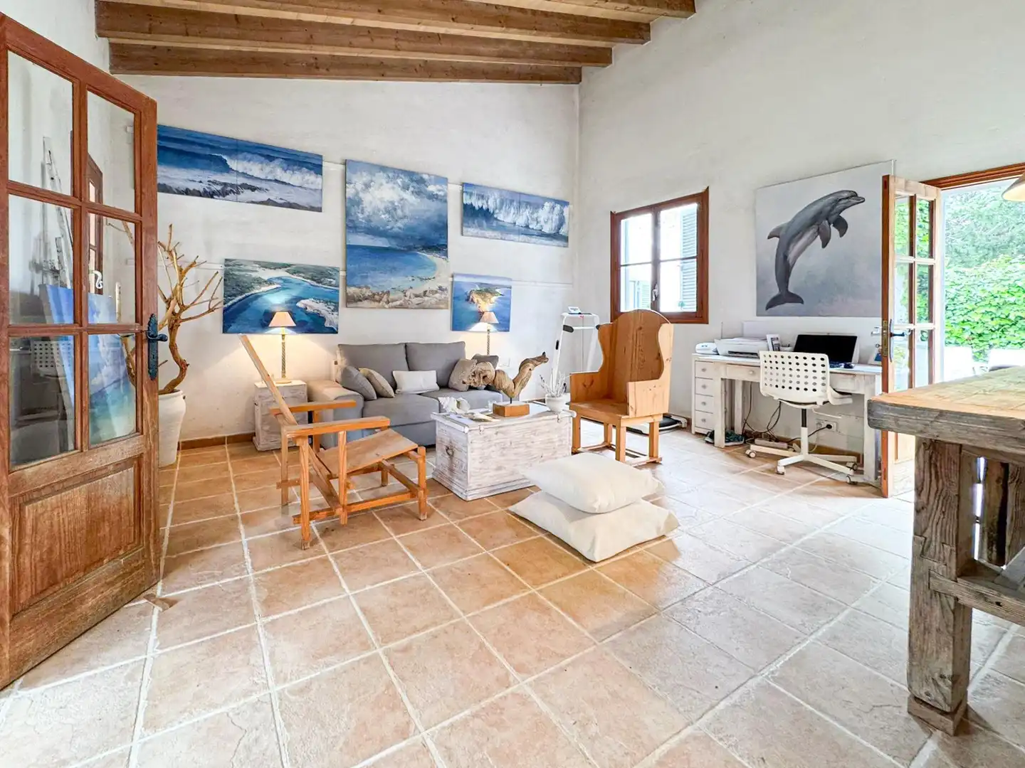 Sala d'estar de Finca rústica en venda en Pollença amb Calefacció, Jardí privat i Traster