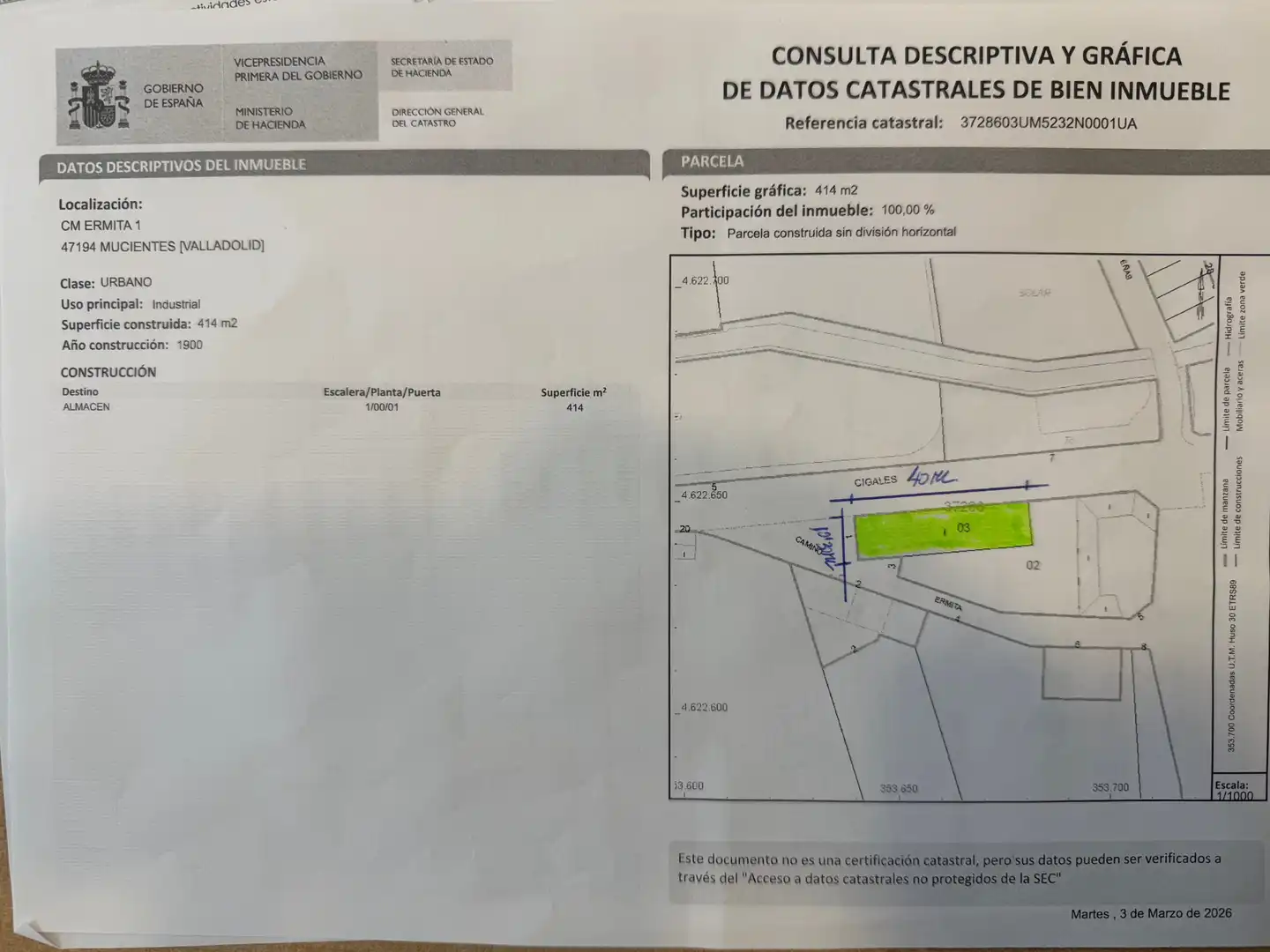Nave industrial en venta en Mucientes