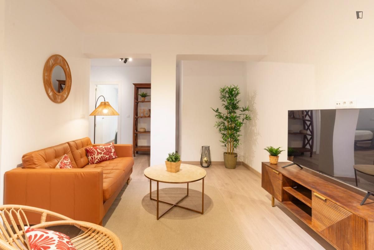 Sala d'estar de Apartament de lloguer en Málaga Capital amb Aire condicionat, Moblat i Forn