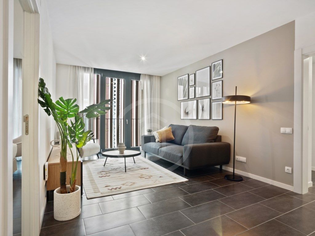 Sala de estar de Piso de alquiler en  Barcelona Capital con Aire acondicionado, Calefacción y Terraza